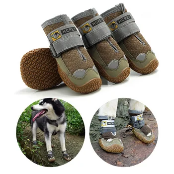 Desgaste-Resistente, antiderrapante, Respirável, Exterior Caminhada de Estimação Sapatos Cão Sapatos Meias de Verão Cão para Médias e Grandes Cães Pitbull 4 Pcs