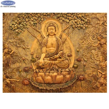 DIY diamante pintura lotus Buda oriental religião arte diamind pintura, mosaico, bordados plena praça redonda broca de decoração de casa