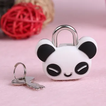 Disney Stitch Panda figura Criativo, Bonito de Silicone Cartoon Doll Metal Mini Cadeado de Segurança Anti-roubo de Bagagem Bloqueio caderno de bloqueio