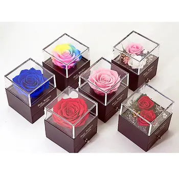 Preservado Eterna Rose Eterna Flor Jóia Caso de Simulação de Enfeites para o Dia dos Namorados Presentes de Jóias Cosméticos Caixa de Presente