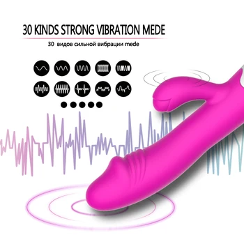 30 Velocidades De Vibrações Coelho Vibrador Na Vagina Para As Mulheres Clitóris Estimular Duplo Motores Vibradores, Brinquedos Do Sexo Para Mulheres Adultos Massager