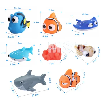 8PCS Pulverização de Água Cartoon Jogos de Peixes Crianças Squeeze Flutuante Praia de Natação do animal de Estimação de Borracha Macia de Bebê Banheira de Mergulho, Banho de Brinquedos de Presente