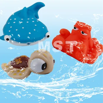 8PCS Pulverização de Água Cartoon Jogos de Peixes Crianças Squeeze Flutuante Praia de Natação do animal de Estimação de Borracha Macia de Bebê Banheira de Mergulho, Banho de Brinquedos de Presente