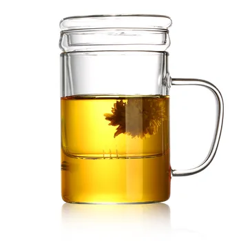 Escritório de grande capacidade Resistente ao Calor Teaware de Vidro estilo do punho de chá copo de vidro com Infusor de Chá de Filtro 210406-04