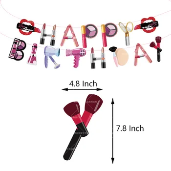 46Pcs/muita Maquiagem Balões Feliz Aniversário Faixa de Cosméticos Bolo Toppers Batom Balão de Spa Fazem Até Festa de Aniversário, Decoração
