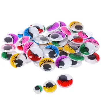 1/1.5/2cm 100Pcs Adesivo Wiggly Googly dos Olhos com Cílios DIY de Artesanato Acessório Artesanal de Brinquedos de Cores Misturadas no Olho De Boneca