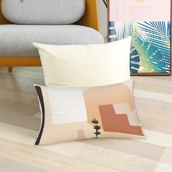 IMIXLOT Marrom abstração Geométrica Faixa Retangular Travesseiro Capa de Almofada 30x50 Cm de Quarto, Sala de estar Elegante Casa