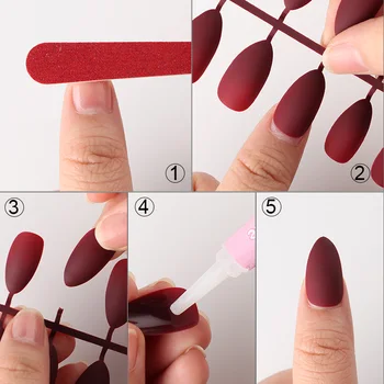 ROSALIND Nail Art Manicure 24pcs Matte Dicas Para Unhas Falsas Unhas postiças Formas De Extensão Arte Manicure para Unhas Falsas
