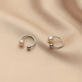 Genuíno 925 Prata Esterlina Delicado Pérola Ear Cuff Envolve Estilo coreano Não-perfurado Cartilagem Brincos para Mulheres Finas Jóias