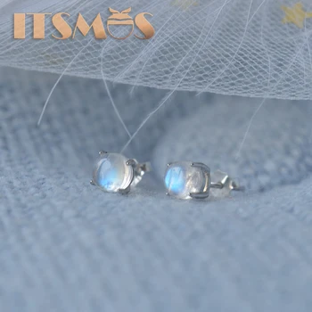 ITSMOS AAA Natural Moonstone brincos Azul Luar pedra s925 tachas de prata para mulheres românticas delicada Jóia de Presente