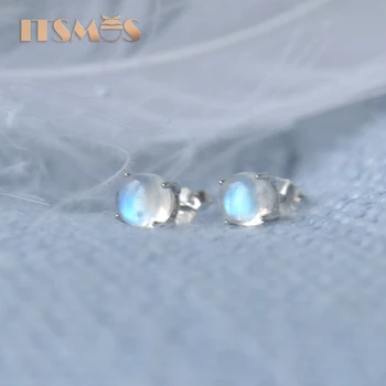 ITSMOS AAA Natural Moonstone brincos Azul Luar pedra s925 tachas de prata para mulheres românticas delicada Jóia de Presente