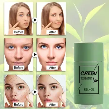 O Chá verde de Limpeza Profunda Máscara de argila de Controle de Óleo Anti-Acne Vara Máscaras de Berinjela Purificação de Cuidados Máscara de Pele de Barro Hidratante L0Y3