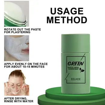 O Chá verde de Limpeza Profunda Máscara de argila de Controle de Óleo Anti-Acne Vara Máscaras de Berinjela Purificação de Cuidados Máscara de Pele de Barro Hidratante L0Y3