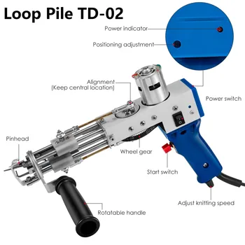 Elétrica Tapete Tufting Arma Arma de Mão Tecelagem de tapetes Reunindo Máquinas de Pilha do Laço TD-02 pt Plug UE