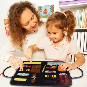 Crianças Ocupado Placas De Montessori Brinquedos Zip Botão De Vestido Básico De Treinamento De Habilidades De Aprendizagem Senti Sensorial Conselho De Educação Pré-Escolar Brinquedo