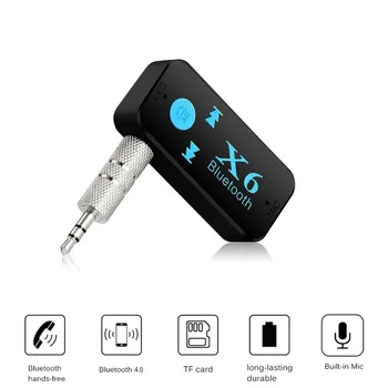 X6 Universal Receptor De Bluetooth V4.1 Apoio TF Cartão de Handfree Chamar o Leitor de Música do Telefone do Carro AUX-In/Saída do Leitor de Música MP3
