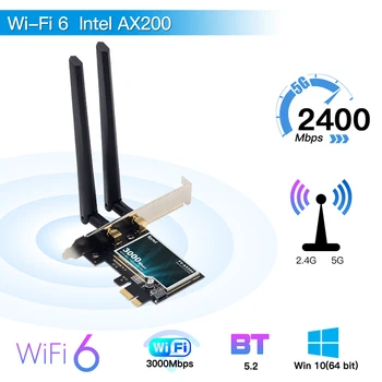 3000Mbps de Dupla Banda de 2,4 GHz/5 ghz Express compatível com Bluetooth 5.1 802.11 AC/AX Intel AX200 PCIe sem Fio wi-Fi Adaptador de Cartão de MU-MIMO
