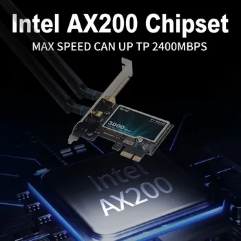 3000Mbps de Dupla Banda de 2,4 GHz/5 ghz Express compatível com Bluetooth 5.1 802.11 AC/AX Intel AX200 PCIe sem Fio wi-Fi Adaptador de Cartão de MU-MIMO