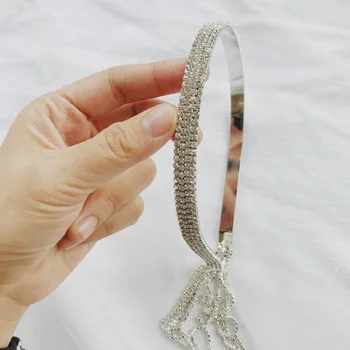 Strass Brilhante De Borla Hairbands Para Mulheres Meninas Pingente De Luxo Diamond Tiara De Cabelo Aro Senhoras Acessórios De Cabelo 2021