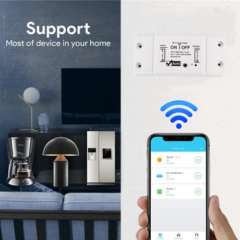 Tuya wi-Fi Smart Interruptor de Luz sem Fio Smart Home DIY Disjuntor Remoto o Controle de Voz Temporizador de Trabalho Com Alexa Inicial do Google 10A