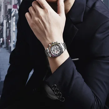 PAGANI DESIGN de Moda Casual Marca de relógios de Aço Inoxidável Automático Homens relógio Mecânico Impermeável arco-íris de relógios de Luxo, homens