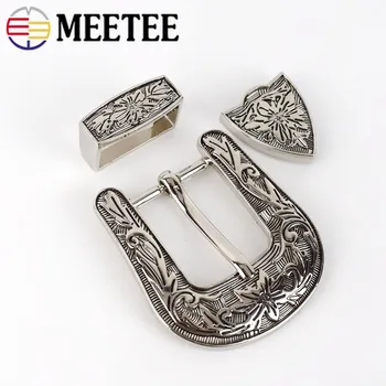 Meetee 1set(3pcs)26mm Fivela de Cinto Vintage Pin Fivelas para Mulheres, Homens DIY Jeans de Cintura Bandas de Artesanato de Couro YK203
