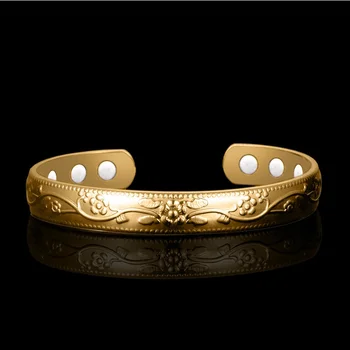 Clássica de correspondência de Padrão Ouro Bracelete Magnético Abrir o Bracelete para Homens e Mulheres