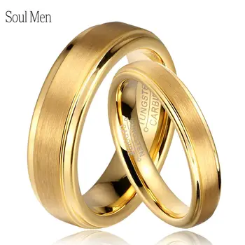 De Casamento do tungstênio Banda Mulheres Homens Amante de Aniversário Rosa de Ouro Por dois Anéis de Engravable Jóias de Noivado Conjuntos de 4mm/6mm/8mm