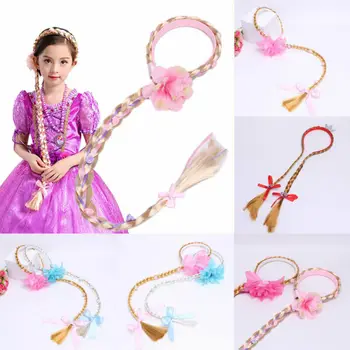 Reino UNIDO Loira Cosplay de Tecelagem Trança Enrolados Rapunzel, a Princesa Cabeça de Menina de Cabelo Peruca Headwear