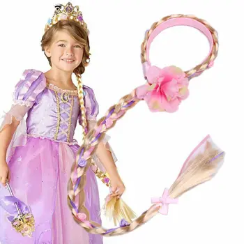 Reino UNIDO Loira Cosplay de Tecelagem Trança Enrolados Rapunzel, a Princesa Cabeça de Menina de Cabelo Peruca Headwear