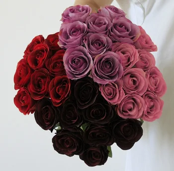 8pcs/bundle Artificial Buquê de Rosas de Seda Falso Flores Festa de Casamento Decoração