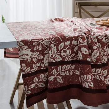 Vermelho Floral Listrado Linha de Toalha de mesa com Borla Vintage Retângulo à prova de Poeira da Tampa de Tabela para Piquenique, CHURRASCO de Decoração de Casa de toalha de Mesa