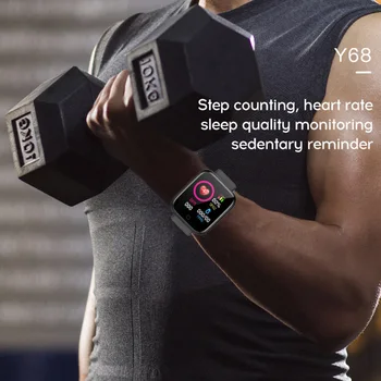 Y68 Inteligente de Ver a Vida Impermeável de Fitness Tracker Monitor de Ritmo Cardíaco e a Pressão Arterial Bluetooth D20 Smartwatch Para IOS Android