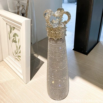 Diamond Cup Coroa garrafa térmica caneca de Vácuo Copo de Alto valor Criativo Copo de Água Presente copo copos em massa bonito garrafa de água espumante