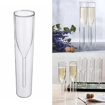 Criativo Dupla camada de Vidro de Coquetel de Estilo Europeu Tulip Winebowl Champagne Vidro do Vidro de Cristal do Copo de Espumante