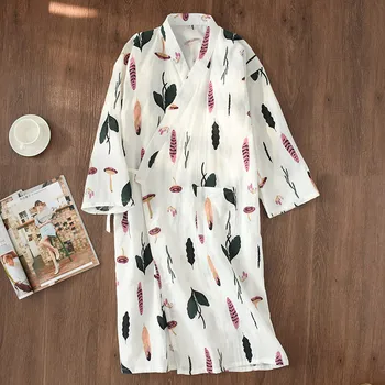 Japonês-estilo quimono pijama de verão, novo algodão, gaze pijama camisola de senhoras SPA yukata homewear longo de pijamas para mulheres