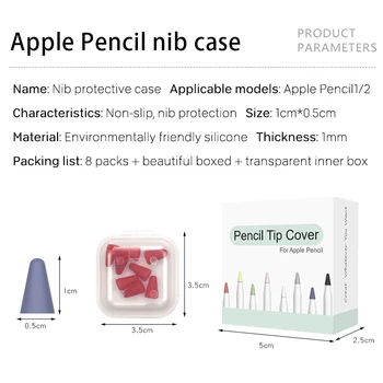 8pcs Protetora Para Apple Lápis 1 2ª Caneta Caneta ponta Penpoint Capa de Silicone Caso Protetor Para a Apple Pencil2 Caso