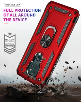 Luxo Com Anel De Caso De Telefone Motorola G8 G9 G7 G6 Poder Mais Jogar Lite Armadura À Prova De Choque Magnético De Suporte De Uma Cobertura De Protecção