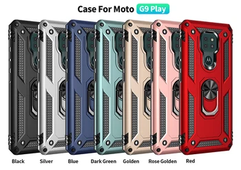 Luxo Com Anel De Caso De Telefone Motorola G8 G9 G7 G6 Poder Mais Jogar Lite Armadura À Prova De Choque Magnético De Suporte De Uma Cobertura De Protecção