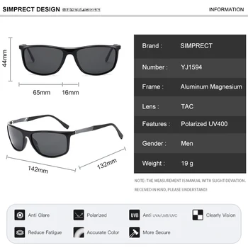 SIMPRECT 2021 Marca de Luxo de Praça Óculos de sol Polarizados Homens de Alumínio de Magnésio de Condução de Óculos de Sol Masculino Óculos de Bloqueio de Oculos