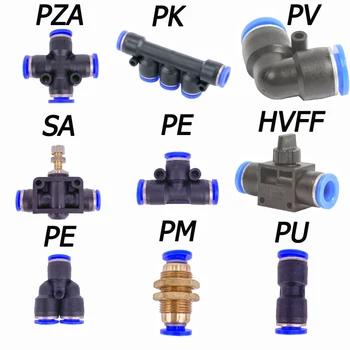 1pc PU/PV/PI/PE/PZA/PM/PA/SA/HVFF/PK Rápida de acessórios Pneumáticos acoplamentos de Plástico conector do tubo tubo de água 04 06 08 10 12 14 16