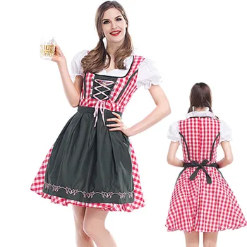 Mulheres Tradicional alemã Oktoberfest Vestido Dirndl Desfile Taberna Beer Garçonete Cosplay, Festa a Fantasia Vestido XS-4XL Plus Size