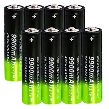 3,7 V 18650 9900mAh Bateria Recarregável 2/4/8pcs Bateria + 4 Slots de 3,7 V 18650 carregador USB