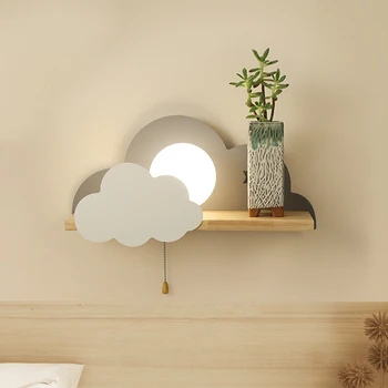 Moderna da parede do diodo emissor de luz luz de sala de estar decoração de Parede, luzes de casa, quarto de Puxar o interruptor Cama de lâmpadas Nuvem de Metal Cartoon Iluminação