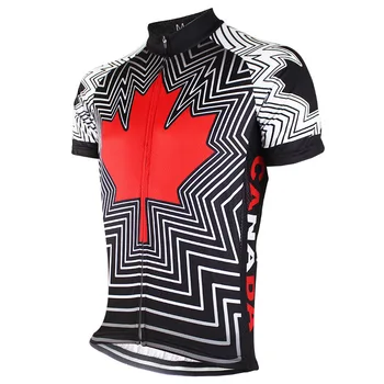 HIRBGOD Nova Canadá Homens de Ciclismo Jersey Verão Respirável de Manga Curta, Camisa de Moto Red Maple Leaf de Impressão de Ciclismo Desgaste,TYZ1518-01