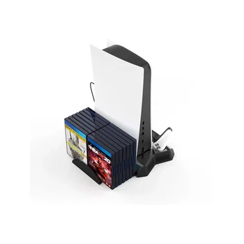 Para PS5 3 em 1 Vertical Ventoinha de Arrefecimento Stand do Disco E da Edição Digital com 14 Jogo Slot de 3 Porta do Hub de Controlador Duplo Estação de Carregamento