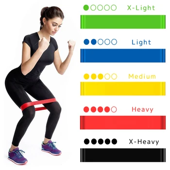 5Pcs/Set Yoga Resistência pulseiras de Borracha Com Saco de Fitness Elásticos de Formação de Fitness Goma de Pilates Esporte Treino de Crossfit