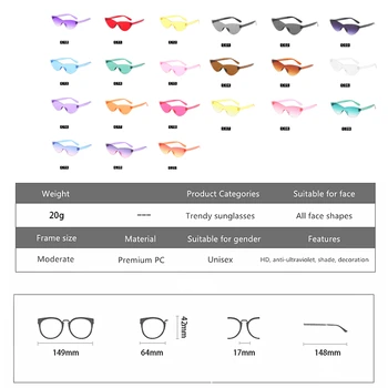 Claro que Uma peça de Óculos estilo Olho de Gato Driver de Óculos de Homens, Mulheres da Moda Transparente Doce Cor de Óculos de Sol Óculos Olho de Gato