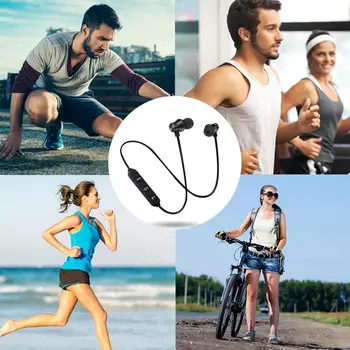Magnética sem Fio compatíveis com Bluetooth, Fone de ouvido Música de Fone de ouvido de Telefone Decote Esporte Fones de ouvido Fone de ouvido Com Microfone Para Samsung Xiaomi