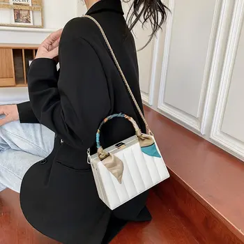 Mini listra Padrão PU Couro Crossbody Sacos Para as Mulheres 2021 Bloqueio Designer Ombro Bag Simples Feminino de Viagem, Bolsas de mão branco